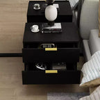 Table de chevet Hitow moderne avec deux tiroirs, finition bois