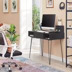 VECELO Bureau informatique 99,8 cm Table de travail pour bureau à domicile avec tiroirs Table d'étude Noir/Marron/Gris