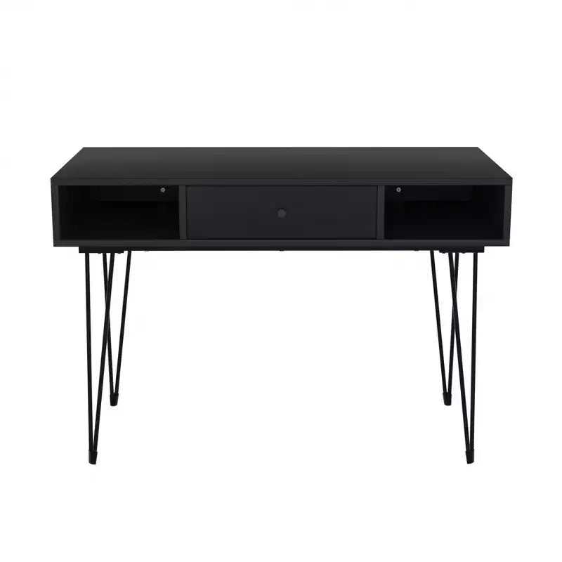 VECELO Bureau informatique 99,8 cm Table de travail pour bureau à domicile avec tiroirs Table d'étude Noir/Marron/Gris