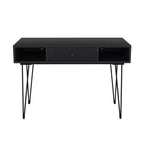 VECELO Bureau informatique 99,8 cm Table de travail pour bureau à domicile avec tiroirs Table d'étude Noir/Marron/Gris