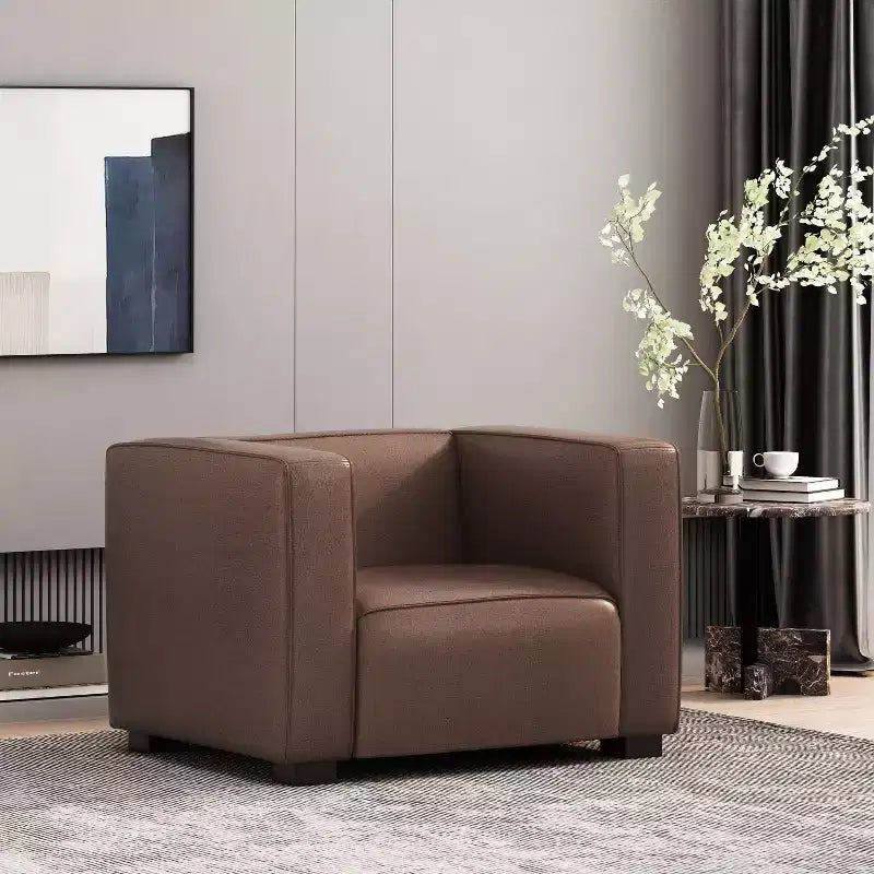 Fauteuil club contemporain en similicuir GDFStudio Minkler