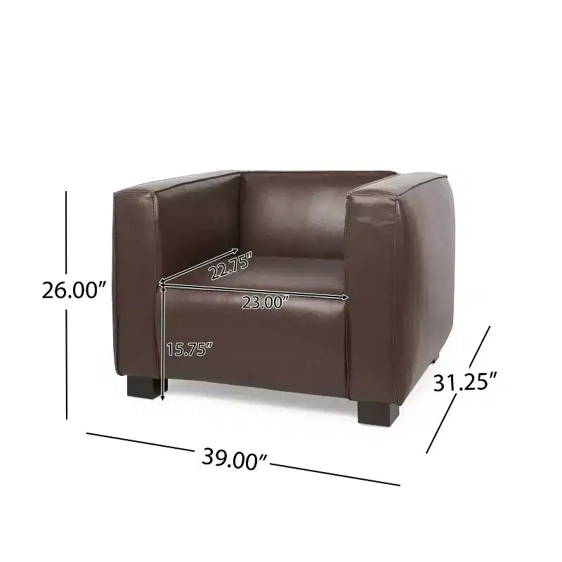 Fauteuil club contemporain en similicuir GDFStudio Minkler