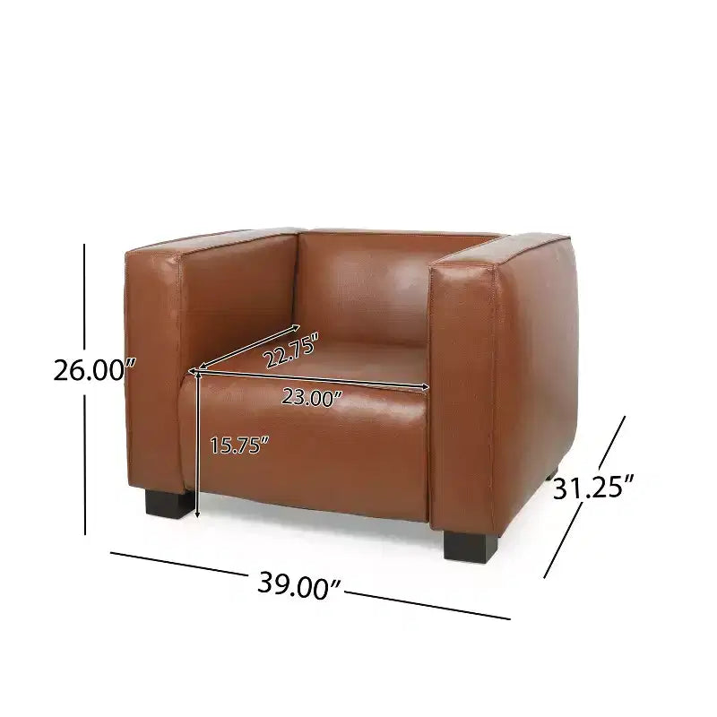 Fauteuil club contemporain en similicuir GDFStudio Minkler