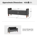 Banc de rangement Daniel avec pieds en bois massif et poignées creuses|ART OF LIVING DESIGNS