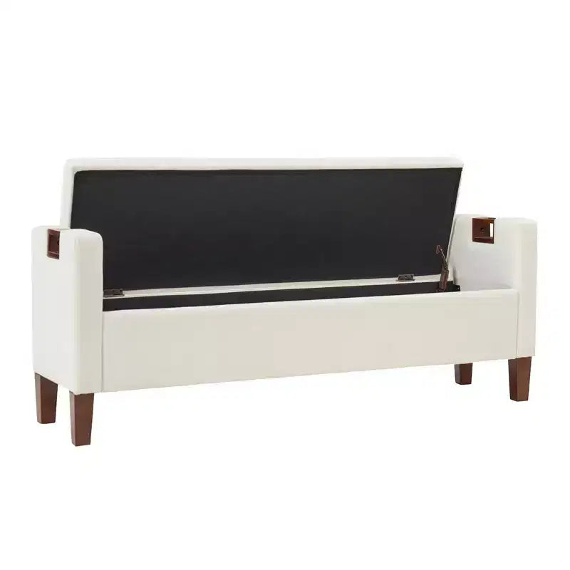 Banc de rangement Daniel avec pieds en bois massif et poignées creuses|ART OF LIVING DESIGNS