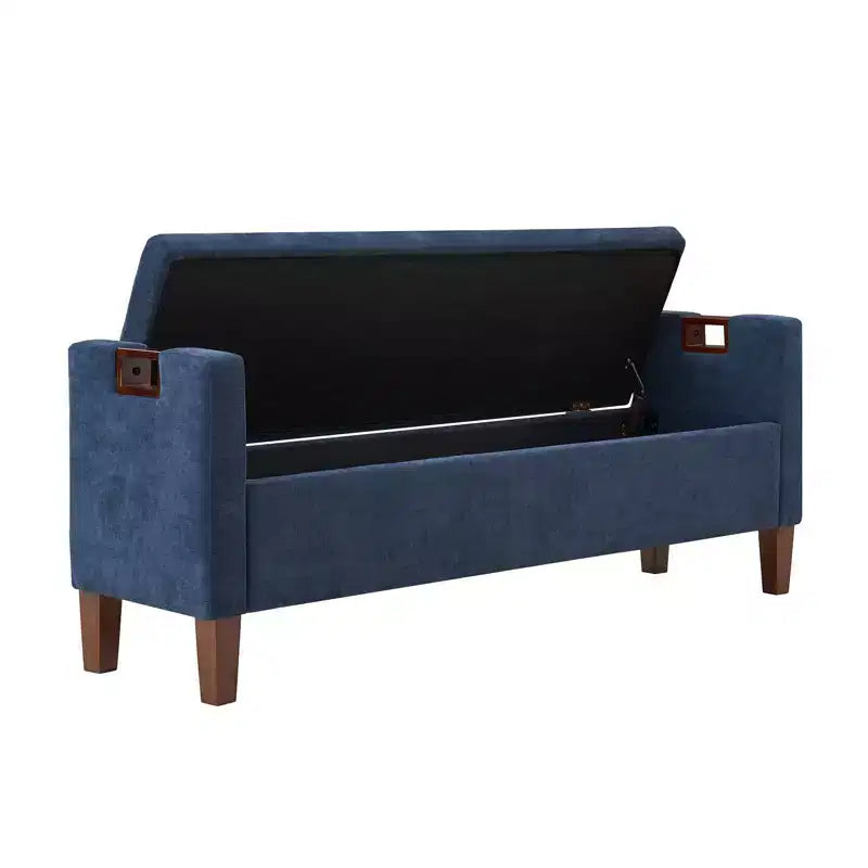 Banc de rangement Daniel avec pieds en bois massif et poignées creuses|ART OF LIVING DESIGNS