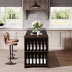 Îlot de cuisine Lantine 55 avec 5 étagères, table d'îlot fixe de ferme à 5 niveaux, meuble de rangement de table de bar en bois avec comptoir