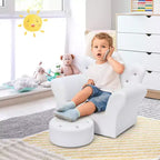 Canapé pour enfants Costway, canapé-lit pour tout-petits, fauteuil de princesse pour enfants avec pouf, blanc/rose