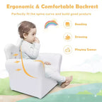 Canapé pour enfants Costway, canapé-lit pour tout-petits, fauteuil de princesse pour enfants avec pouf, blanc/rose