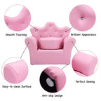 Canapé pour enfants Costway, canapé-lit pour tout-petits, fauteuil de princesse pour enfants avec pouf, blanc/rose