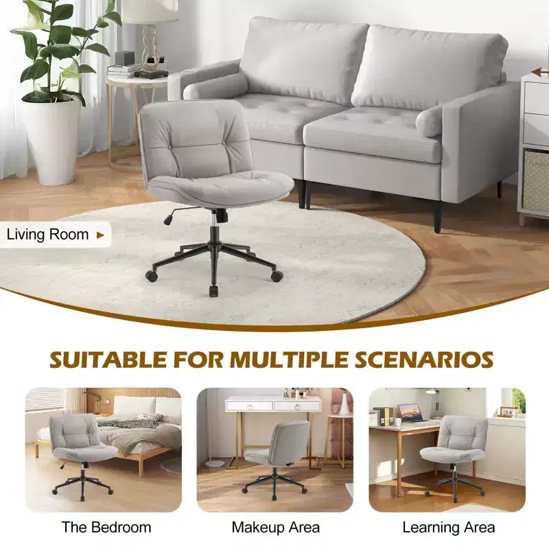 Chaise de bureau ergonomique sans accoudoirs JIONJOY : Large chaise d'appoint d'ordinateur pivotante en cuir PU - Hauteur réglable et roulettes omnidirectionnelles