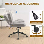 Chaise de bureau ergonomique sans accoudoirs JIONJOY : Large chaise d'appoint d'ordinateur pivotante en cuir PU - Hauteur réglable et roulettes omnidirectionnelles