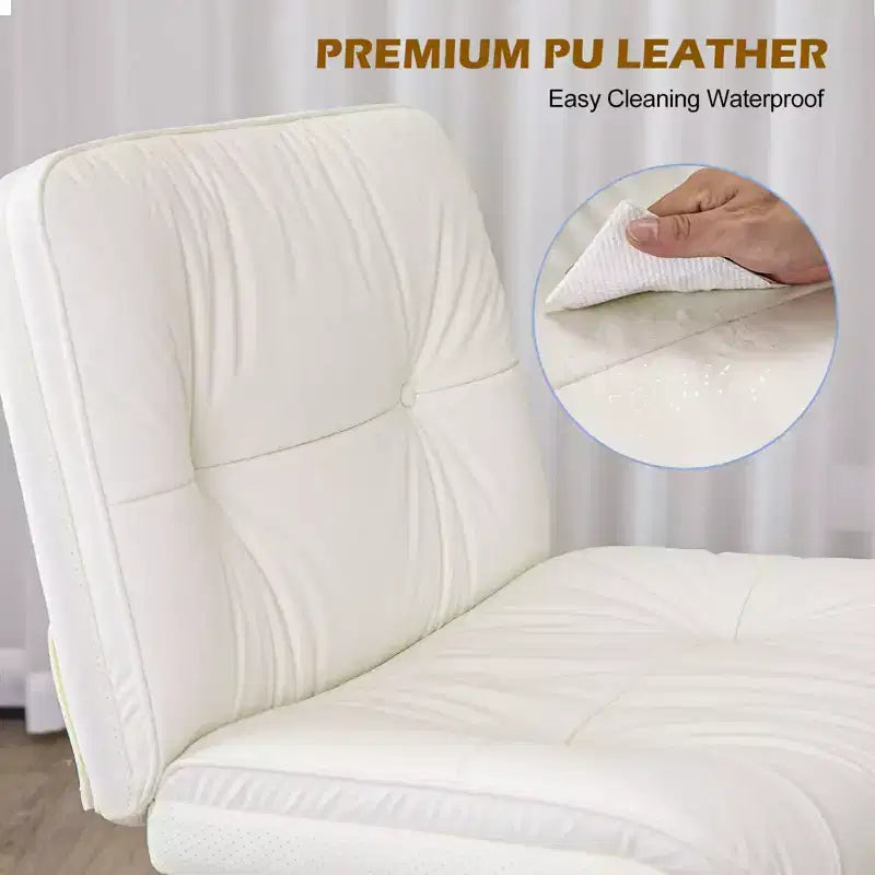 Chaise de bureau ergonomique sans accoudoirs JIONJOY : Large chaise d'appoint d'ordinateur pivotante en cuir PU - Hauteur réglable et roulettes omnidirectionnelles