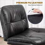Chaise de bureau ergonomique sans accoudoirs JIONJOY : Large chaise d'appoint d'ordinateur pivotante en cuir PU - Hauteur réglable et roulettes omnidirectionnelles