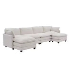 Canapé d'angle en U HYLEORY, ensemble de canapés d'angle modulaires convertibles en velours avec 2 poufs pour salon