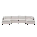 Canapé d'angle en U HYLEORY, ensemble de canapés d'angle modulaires convertibles en velours avec 2 poufs pour salon
