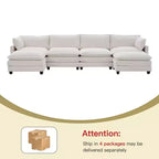 Canapé d'angle en U HYLEORY, ensemble de canapés d'angle modulaires convertibles en velours avec 2 poufs pour salon
