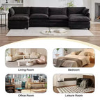Canapé d'angle en U HYLEORY, ensemble de canapés d'angle modulaires convertibles en velours avec 2 poufs pour salon