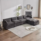 Canapé d'angle en U HYLEORY, ensemble de canapés d'angle modulaires convertibles en velours avec 2 poufs pour salon