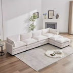 Canapé d'angle en U HYLEORY, ensemble de canapés d'angle modulaires convertibles en velours avec 2 poufs pour salon