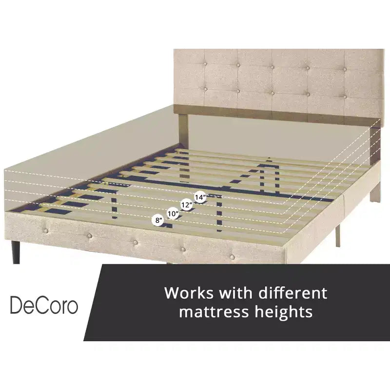 Cadre de lit plateforme en bois rembourré DeCoro Cambridge