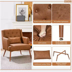 Yaheetech Lot de 2 Fauteuils d'Appoint Modernes capitonnés avec Support Lombaire, Marron Rétro