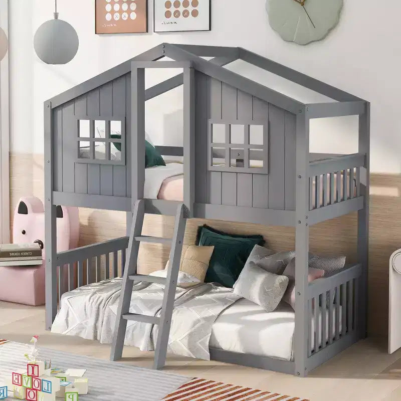 Lit superposé maison Whisen Twin sur Twin avec échelle