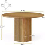 Table à manger en bois Lantine pour salle à manger, table ronde de 119 cm pour 4 personnes avec pied piédestal et plateau en chêne circulaire
