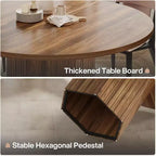 Table à manger en bois Lantine pour salle à manger, table ronde de 119 cm pour 4 personnes avec pied piédestal et plateau en chêne circulaire