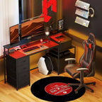 HOMCOM Bureau informatique 170 cm avec classeur, bureau de télétravail avec prises de courant et lumières LED, support d'écran et étagère pour imprimante