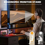 HOMCOM Bureau informatique 170 cm avec classeur, bureau de télétravail avec prises de courant et lumières LED, support d'écran et étagère pour imprimante