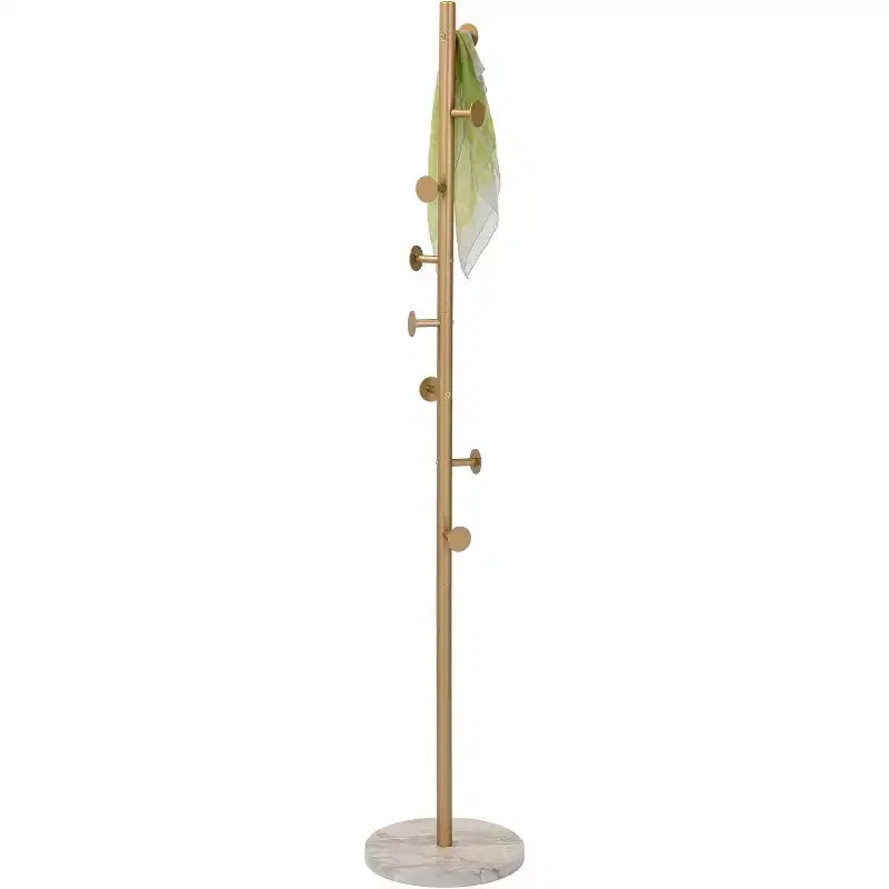 Portemanteau autoportant Kings Brand Furniture en métal avec 8 crochets pour l'entrée, pour suspendre vêtements, chapeaux, sacs (doré)