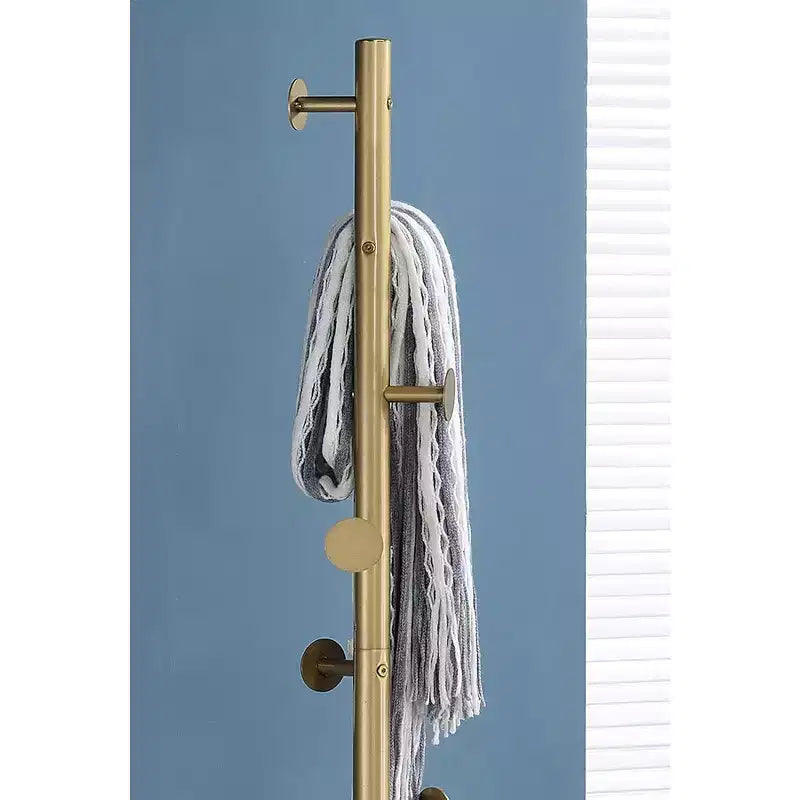 Portemanteau autoportant Kings Brand Furniture en métal avec 8 crochets pour l'entrée, pour suspendre vêtements, chapeaux, sacs (doré)