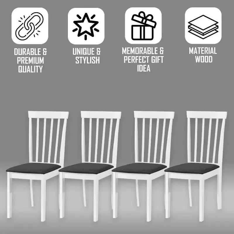 Kings Brand Furniture - Lot de 4 chaises de salle à manger en bois - Chaises d'appoint rembourrées modernes sans accoudoirs pour salle à manger et cuisine