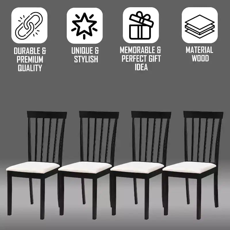 Kings Brand Furniture - Lot de 4 chaises de salle à manger en bois - Chaises d'appoint rembourrées modernes sans accoudoirs pour salle à manger et cuisine