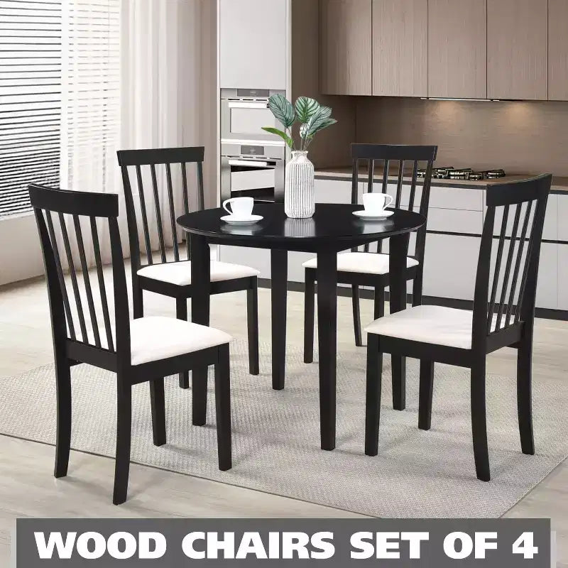 Kings Brand Furniture - Lot de 4 chaises de salle à manger en bois - Chaises d'appoint rembourrées modernes sans accoudoirs pour salle à manger et cuisine