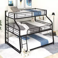 Whisen Metal Twin XL/Full XL/Queen Triple Bunk Bed with Long and Short Ladder and Full-Length Guardrails