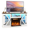 Costway 58 Fireplace TV stand with 23 3-side glass electric fireplace 20 color led lights