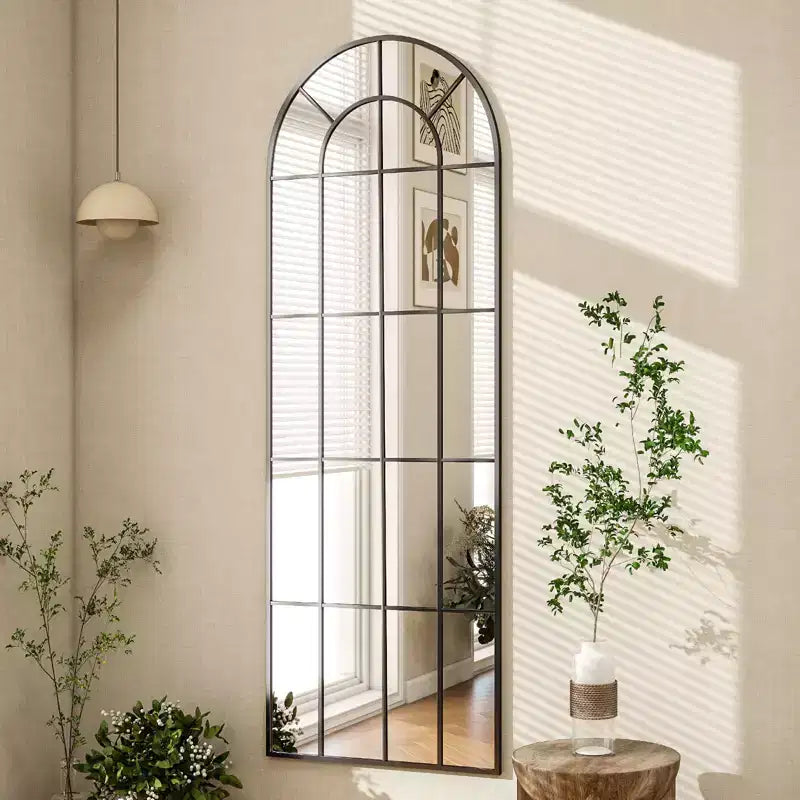Miroir sur pied BEAUTYPEAK 65x23, miroir de fenêtre, miroir arqué en pied