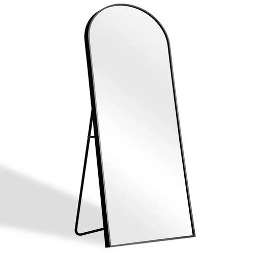 Miroir psyché en alliage d'aluminium à cadre fin avec design en arc à angle droit
