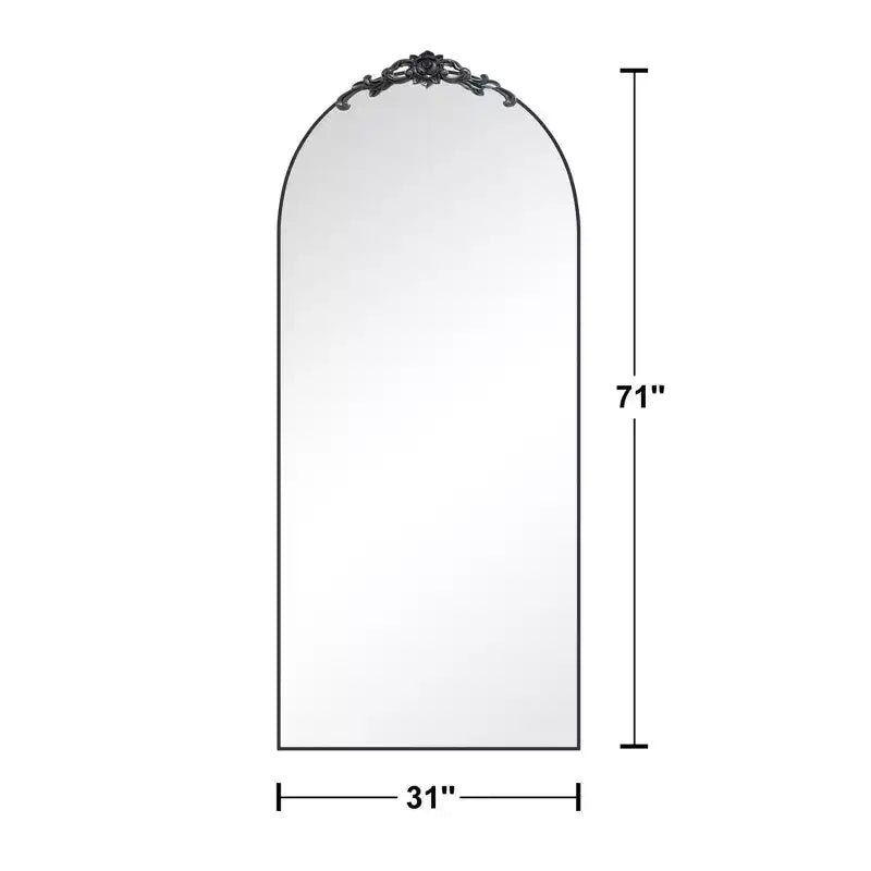 Miroir psyché en alliage d'aluminium à cadre fin avec design en arc à angle droit