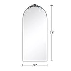 Miroir psyché en alliage d'aluminium à cadre fin avec design en arc à angle droit