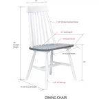 Kings Brand Furniture Chaises de salle à manger Milford Windsor en bois à lattes, dossier blanc/gris, lot de 2