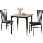 Kings Brand Furniture - Table à manger carrée 48, structure en métal robuste avec plateau en bois, noyer/noir