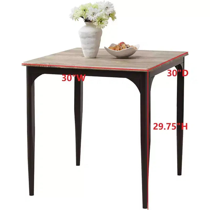 Kings Brand Furniture - Table à manger carrée 48, structure en métal robuste avec plateau en bois, noyer/noir