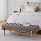 Christopher Knight Home Brimley, repose-pieds ottoman moderne de 55 W en similicuir capitonné avec base dorée