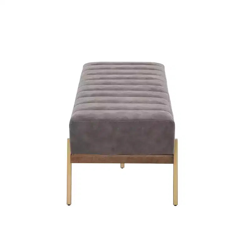 Christopher Knight Home Brimley, repose-pieds ottoman moderne de 55 W en similicuir capitonné avec base dorée