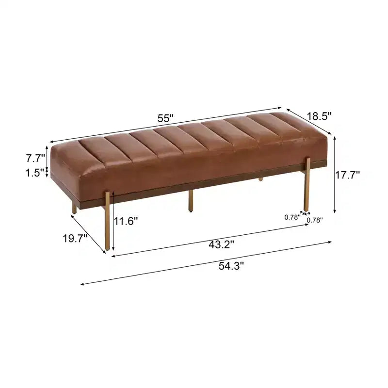 Christopher Knight Home Brimley, repose-pieds ottoman moderne de 55 W en similicuir capitonné avec base dorée