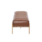 Christopher Knight Home Brimley, repose-pieds ottoman moderne de 55 W en similicuir capitonné avec base dorée