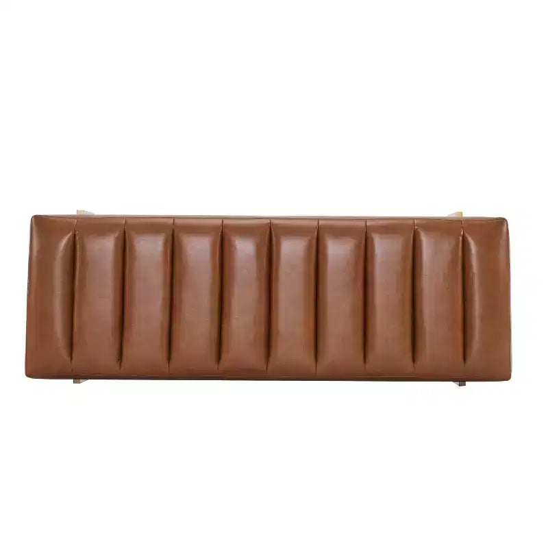 Christopher Knight Home Brimley, repose-pieds ottoman moderne de 55 W en similicuir capitonné avec base dorée